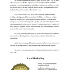 Governor Issues Rural Health Day Proclamation