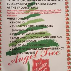 Salvation Army Angel Tree Signup Saturday