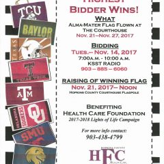 Hopkins County Health Foundation Fly Your Flag Bidding Is November 14, 2017 on KSST