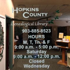 COVID-19: Hopkins County Genealogical Society library Closed