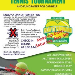 CANHelp “Play it Forward” Tennis Tourney Rescheduled to May 4 at SSHS Complex