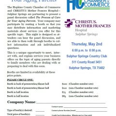 Chamber of Commerce, Hospital Partnering To Host “The Process of Care for Your Aging Parents” May 2