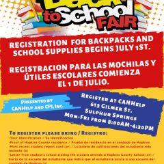 CANHelp Begins Registration For Backpacks And School Supplies – July 1st