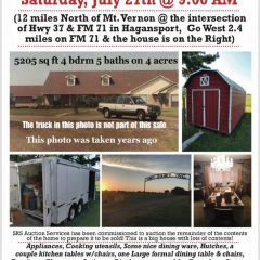 Hare Estate Auction on Saturday July 27 at Talco