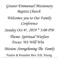 Greater Emmanuel Missionary Baptist Church Family Conference