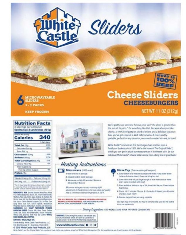 White Castle Recalls Limited Production of Frozen Sliders Ksst Radio