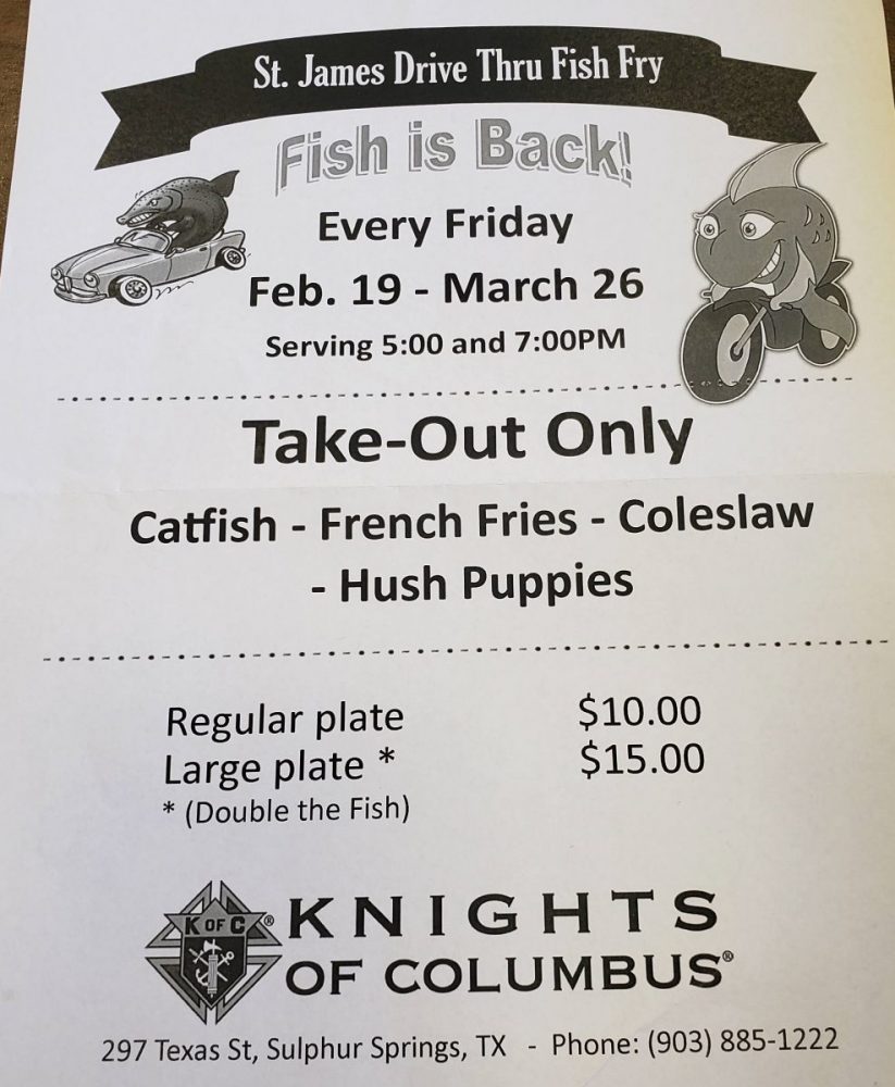 Knights of Columbus Fish Fry February 26, 2021 Ksst Radio