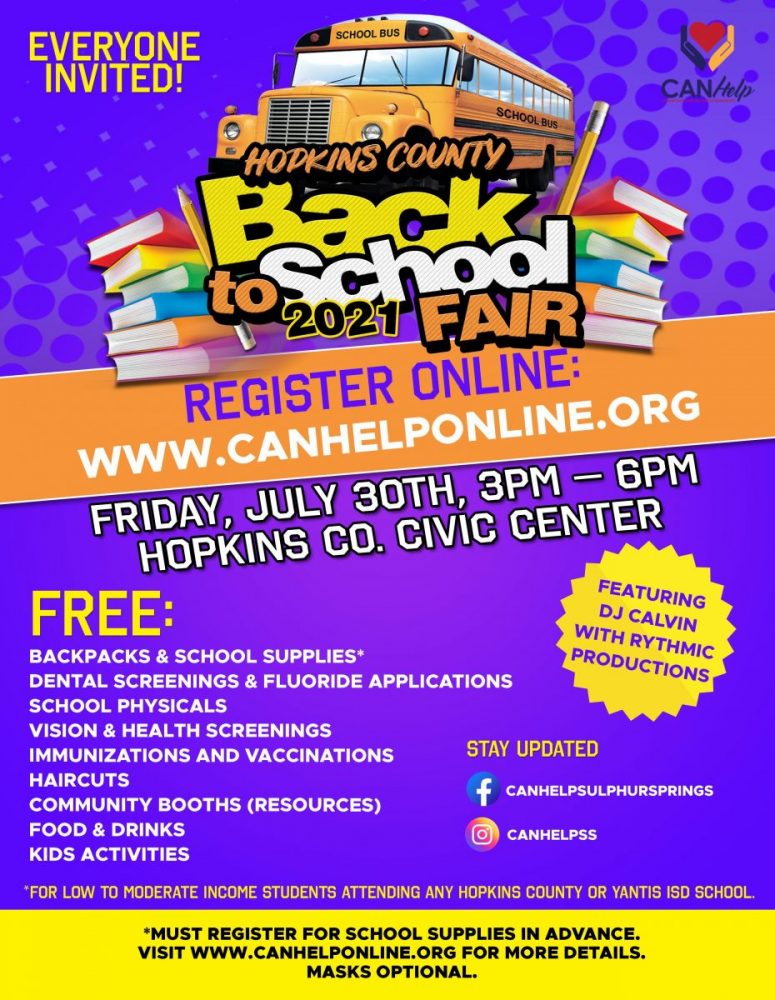 CANHelp Plans Back to School Fair on July 30 at Civic Center; Families 