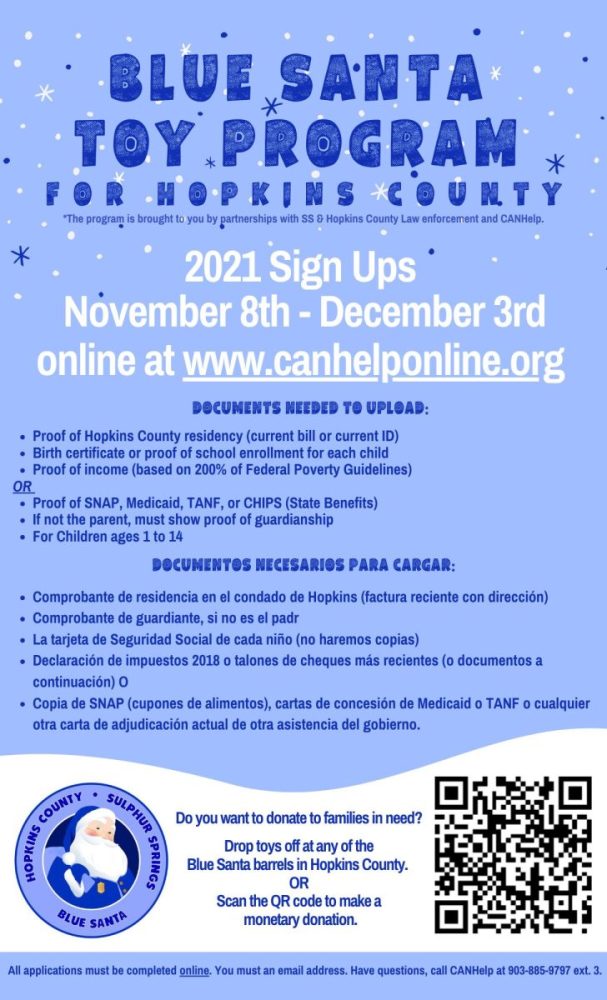 2021 Blue Santa Program Online Registration Form, QR Code For Donations