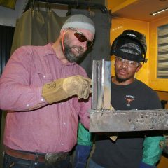 A Welding Student From Campbell in the Paris Junior College Welding Shop