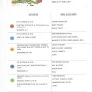 Meal A Day Menu And Senior Citizens Center Calendar for Nov. 14-18, 2022