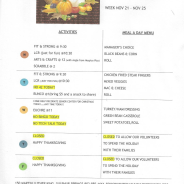 Meal A Day Menu And Senior Citizens Center Calendar for Nov. 21-25, 2022