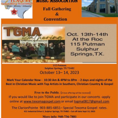 Texoma Gospel Music Association Fall Gathering and Convention – October, 2023