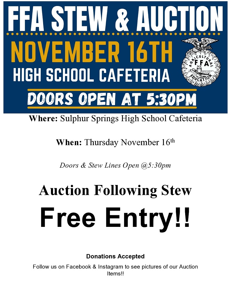 Sulphur Springs FFA 2023 Stew & Auction Flyer