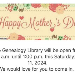 Genealogy Library to be Open May 11, 2024