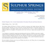 Sulphur Springs ISD Names Bradley Moughon as New Assistant Superintendent of Secondary Education and Human Resources