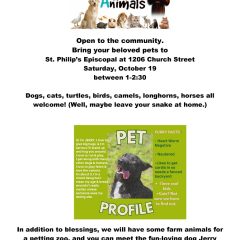 St. Philip’s Episcopal Church Invites the Community to Their “Blessing of the Animals” October 19th