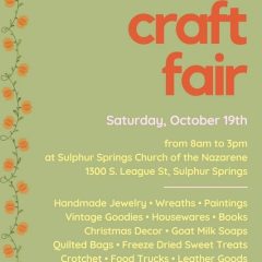 Sulphur Springs Church of the Nazarene to hold Their Fall Craft Fair October 19th