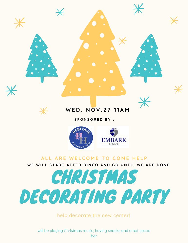 Christmas Decorating Party November 27th