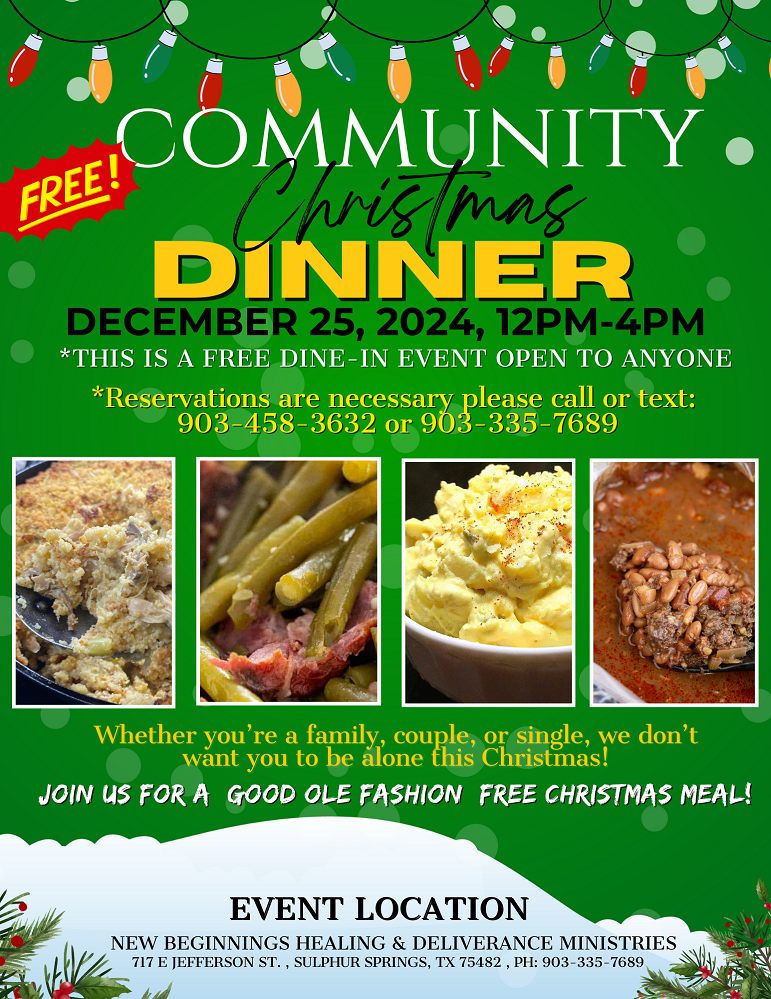 New Beginnings Healing and Deliverance Ministries Christmas Dinner December 25, 2024