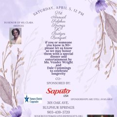 The 21st Annual Clara Bridges Banquet is Coming up April 5th