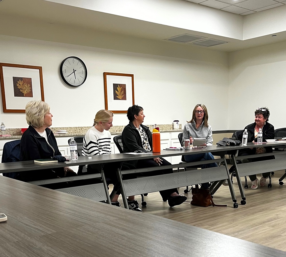 The Hopkins County Breast Cancer Support Group met on February 10. The guest speaker was Jalayne Minter. Photographed are, left to right, Jo Beth Brewer, Laney Hurst, Renée Maeker, Jalayne Minter, and Vickie Pickel.