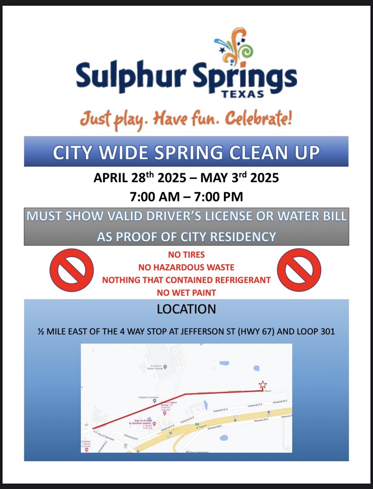 Sulphur Springs City Spring Clean Up 2025