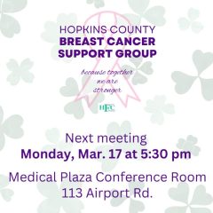 Hopkins County Breast Cancer Support Group Meeting Moved for Spring Break